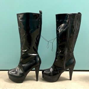 Black Patent (PU) Leather Boots